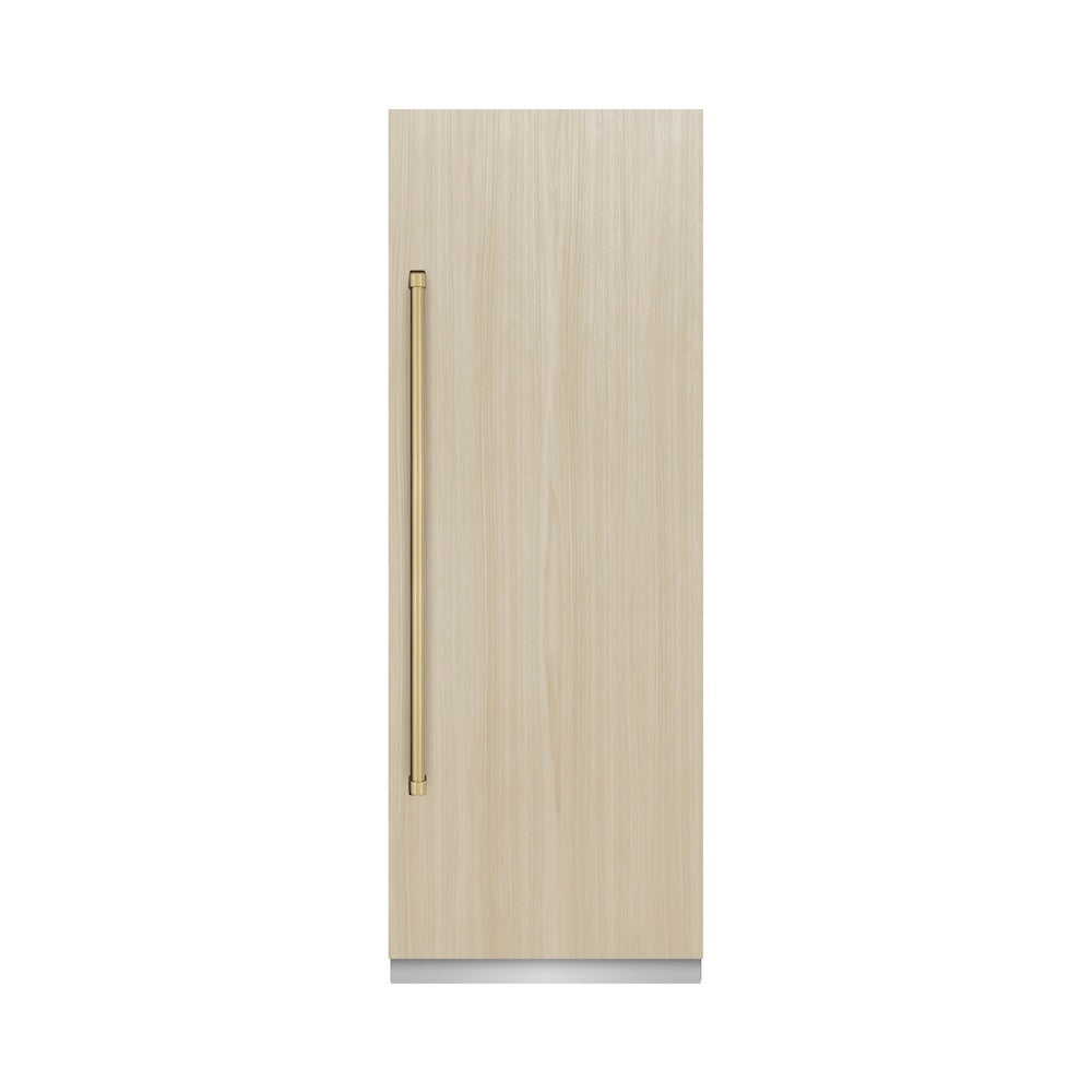 ZLINE Autograph Edition 30-inch refrigerator, panel ready with graphite gray interior and champagne bronze accents RBCRVZ-30-CB, front view