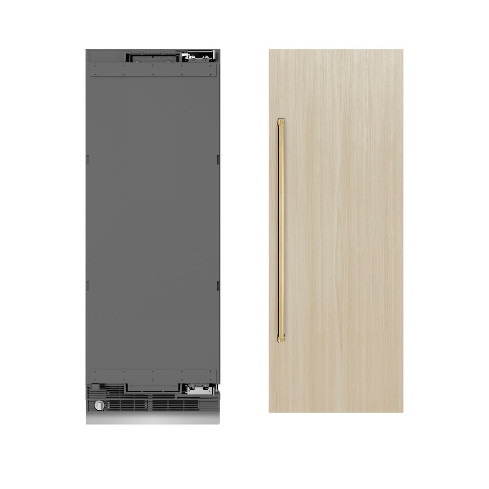 ZLINE Autograph Edition 30-inch refrigerator, panel ready with graphite gray interior and polished gold accents RBCRVZ-30-G, view 5