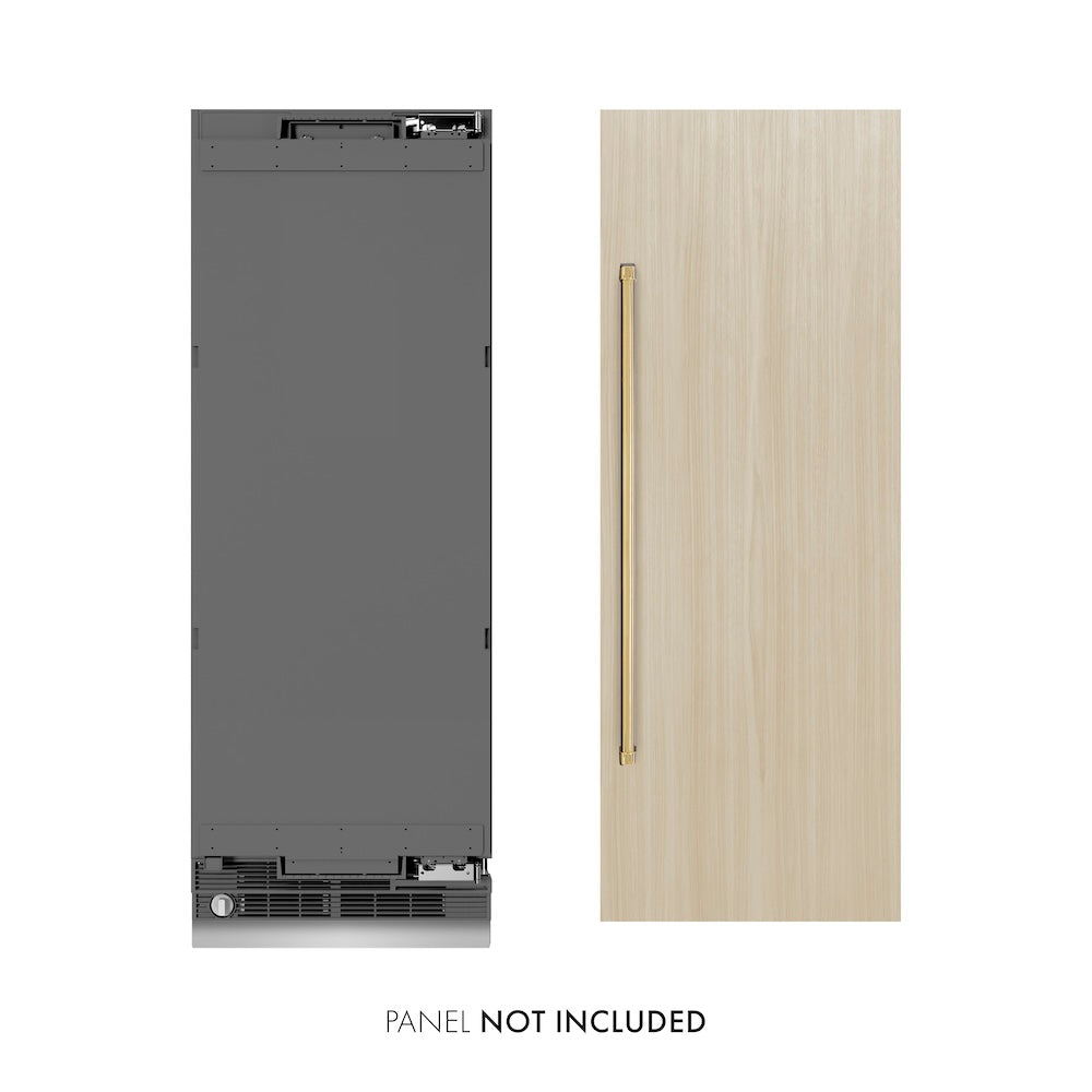 ZLINE Autograph Edition 30-inch refrigerator, panel ready with graphite gray interior and polished gold accents RBCRVZ-30-G, view 2
