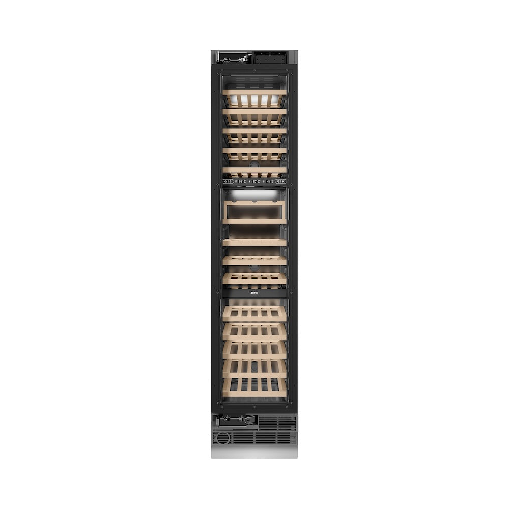 ZLINE Autograph Edition 18-inch wine cooler, panel ready with graphite gray interior and champagne bronze accents RBCWVLZ-18-CB, front view