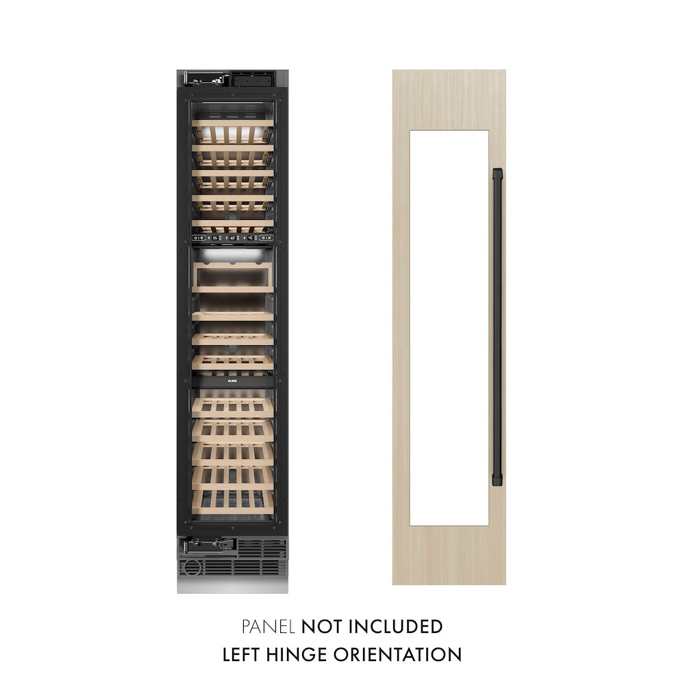 ZLINE Autograph Edition 18-inch wine cooler, panel ready with graphite gray interior and matte black accents RBCWVLZ-18-MB
