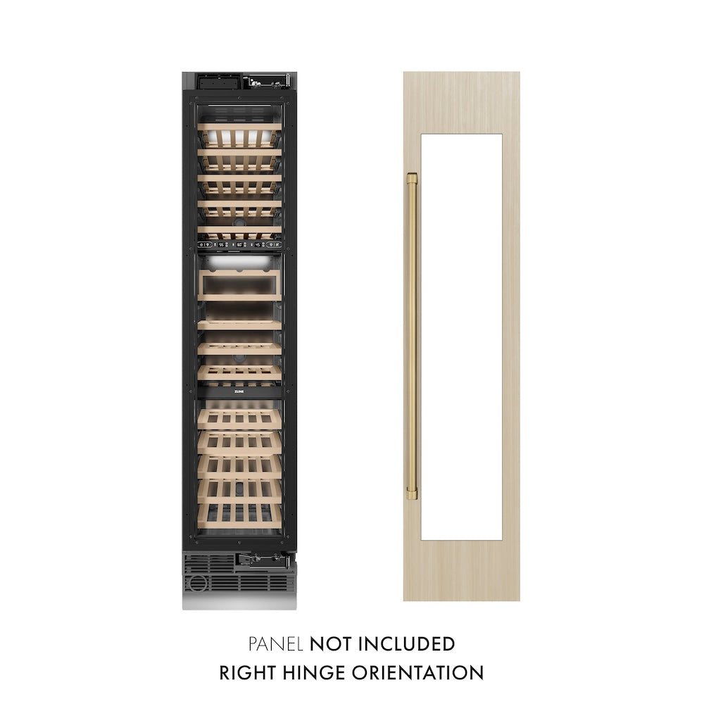 ZLINE Autograph Edition 18-inch wine cooler, panel ready with graphite gray interior and champagne bronze accents RBCWVRZ-18-CB