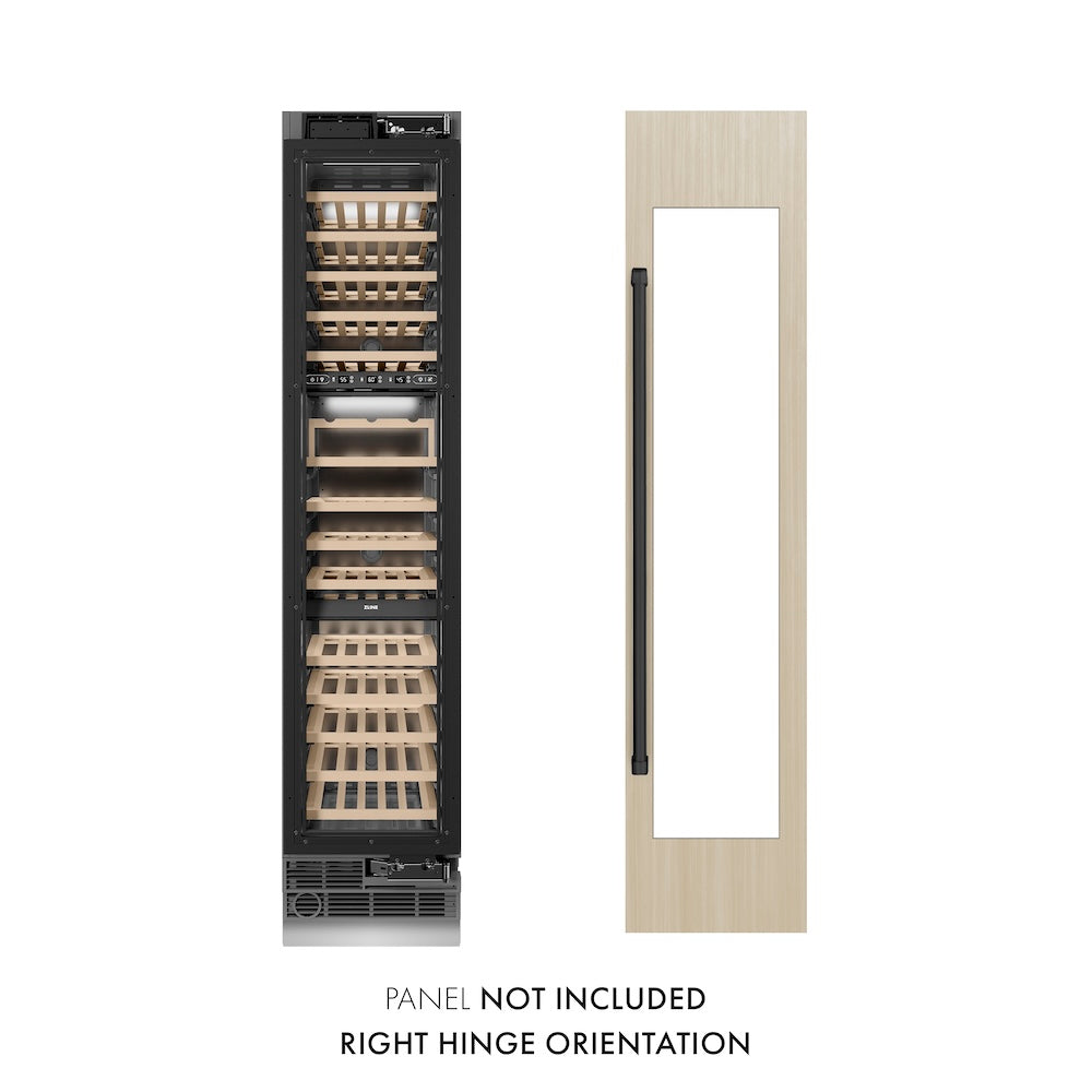 ZLINE Autograph Edition 18-inch wine cooler, panel ready with graphite gray interior and matte black accents RBCWVRZ-18-MB