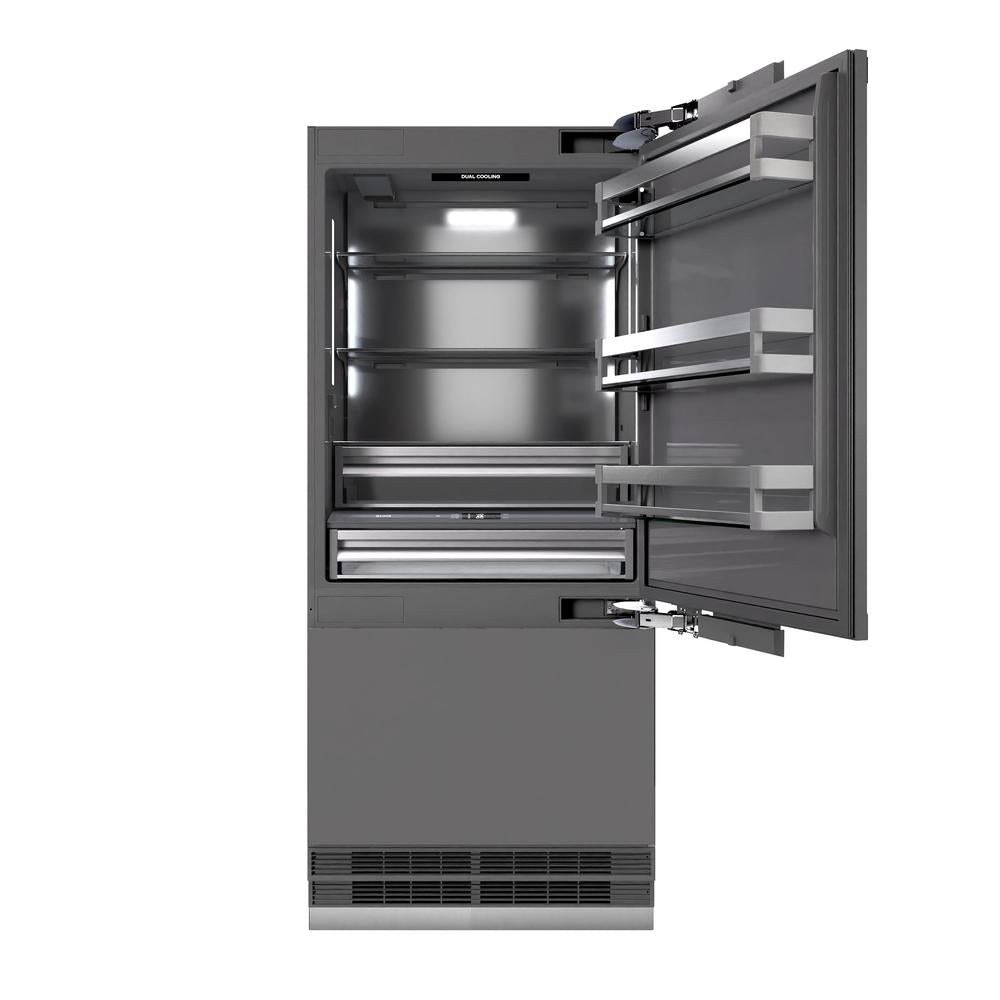 ZLINE 36-inch refrigerator, panel ready with graphite gray interior GRBIT-36, front view