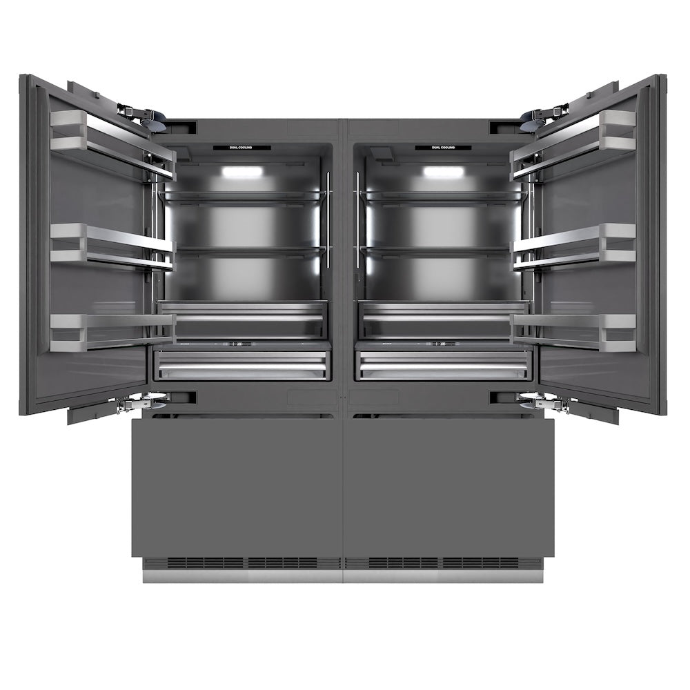 ZLINE Autograph Edition 72-inch refrigerator, panel ready with graphite gray interior and champagne bronze accents GRBITZ-72-CB, front view