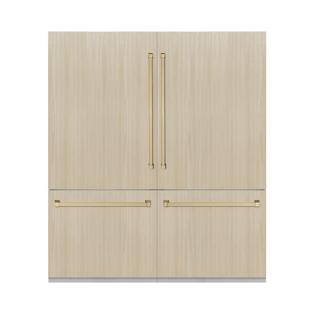 ZLINE Autograph Edition 72-inch refrigerator, panel ready with graphite gray interior and champagne bronze accents GRBITZ-72-CB, front view