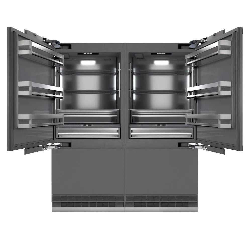 ZLINE Autograph Edition 72-inch refrigerator, panel ready with graphite gray interior and polished gold accents GRBITZ-72-G
