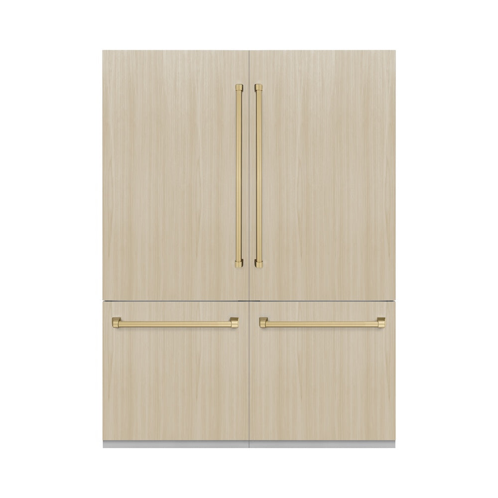 ZLINE Autograph Edition 60-inch refrigerator, panel ready with graphite gray interior and champagne bronze accents GRBIVZ-60-CB, front view