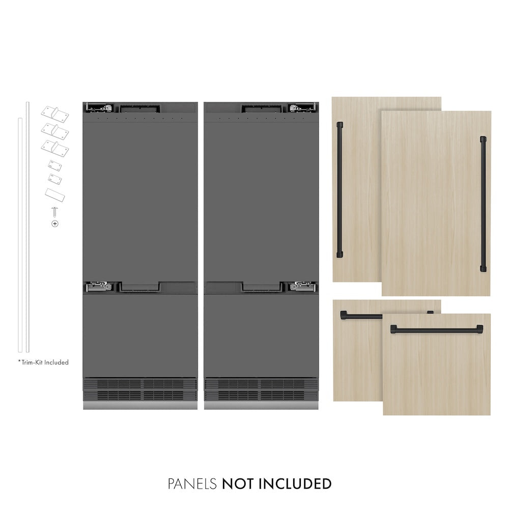 ZLINE Autograph Edition 60-inch refrigerator, panel ready with graphite gray interior and matte black accents GRBIVZ-60-MB, front view