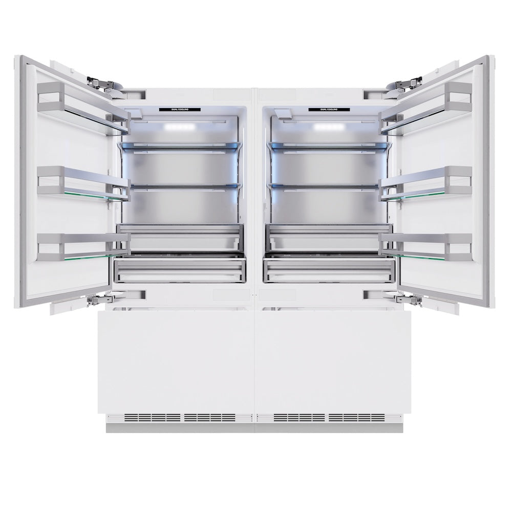 ZLINE Autograph Edition 72-inch refrigerator, panel ready with bright white interior and matte black accents RBITZ-72-MB, front view