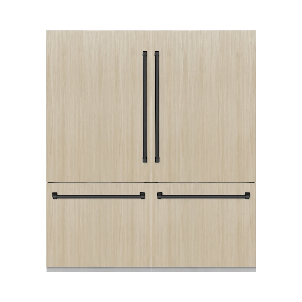 ZLINE Autograph Edition 72-inch refrigerator, panel ready with bright white interior and matte black accents RBITZ-72-MB, front view