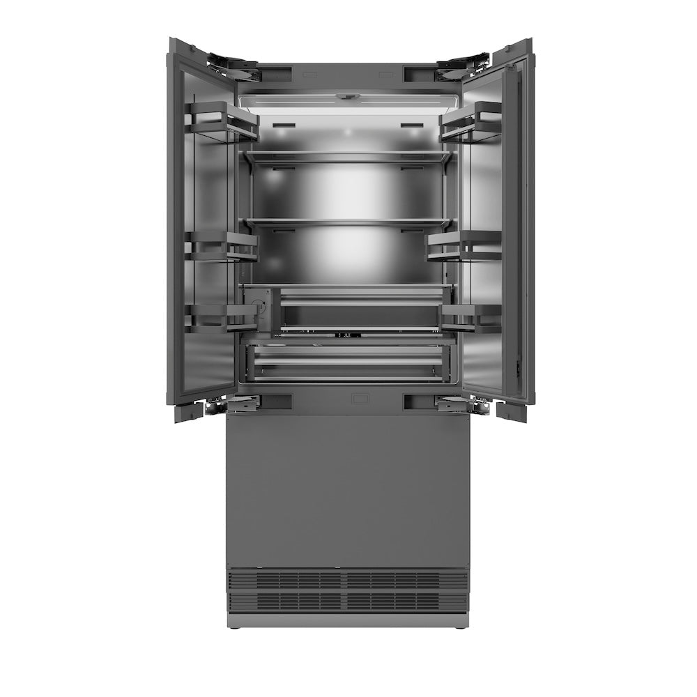 ZLINE 36-inch refrigerator, panel ready with stainless steel interior SRBIV-36, front view