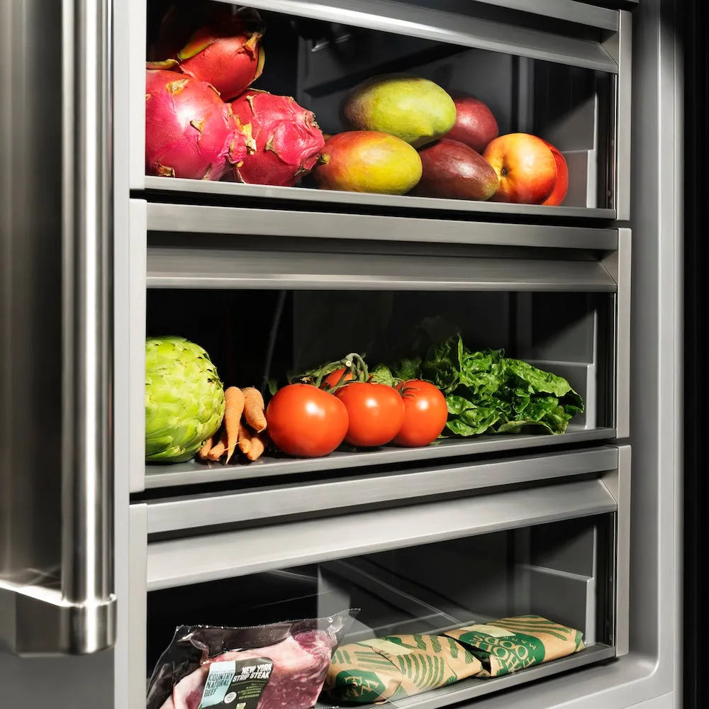 ZLINE 24-inch refrigerator in satin stainless steel with graphite gray interior RCRV-SN-24, detail