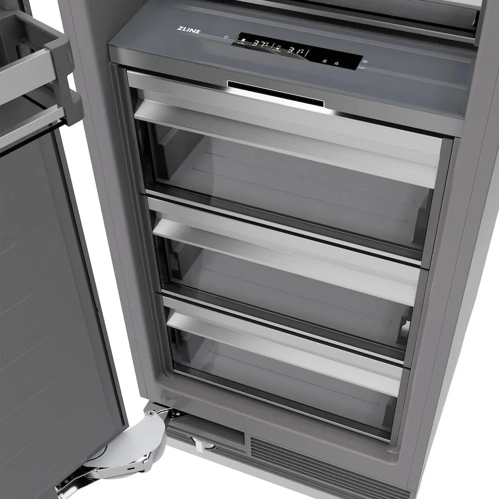 ZLINE 24-inch refrigerator in satin stainless steel with graphite gray interior RCRV-SN-24, detail