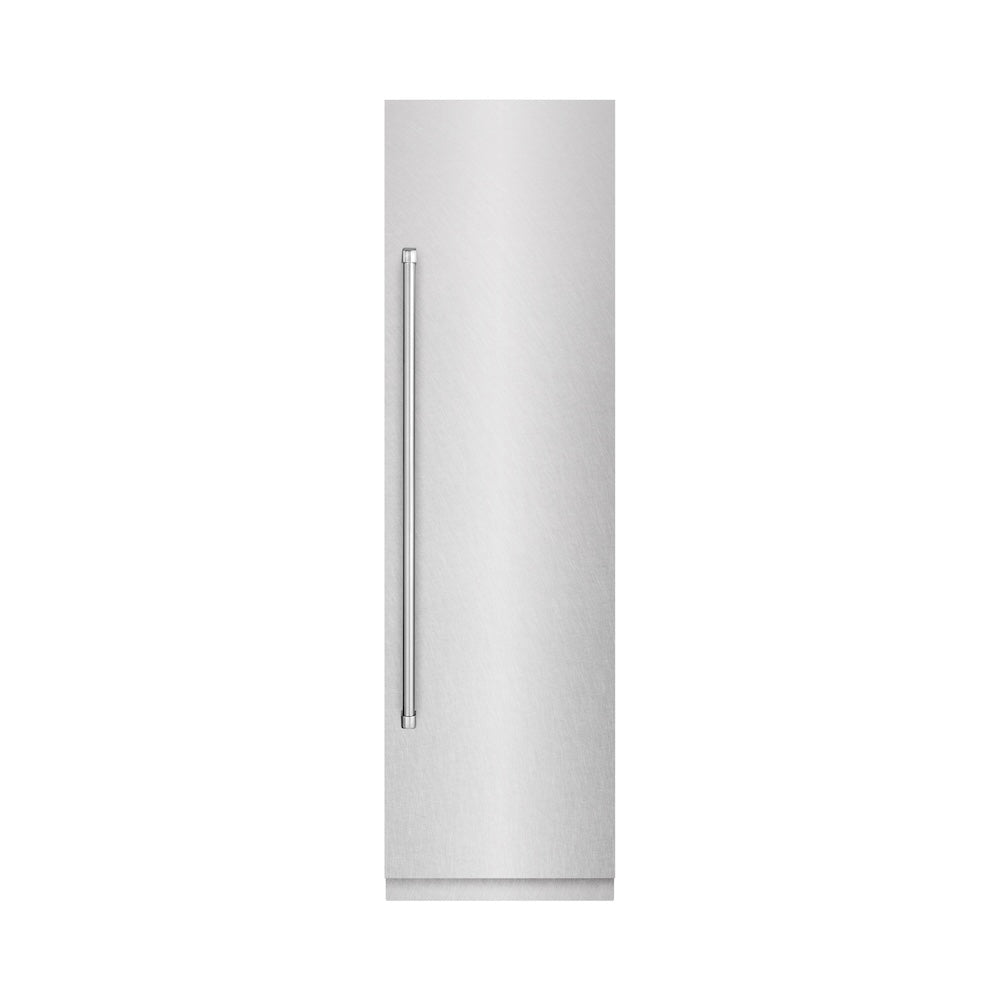 ZLINE 24-inch refrigerator in satin stainless steel with graphite gray interior RCRV-SN-24, front view