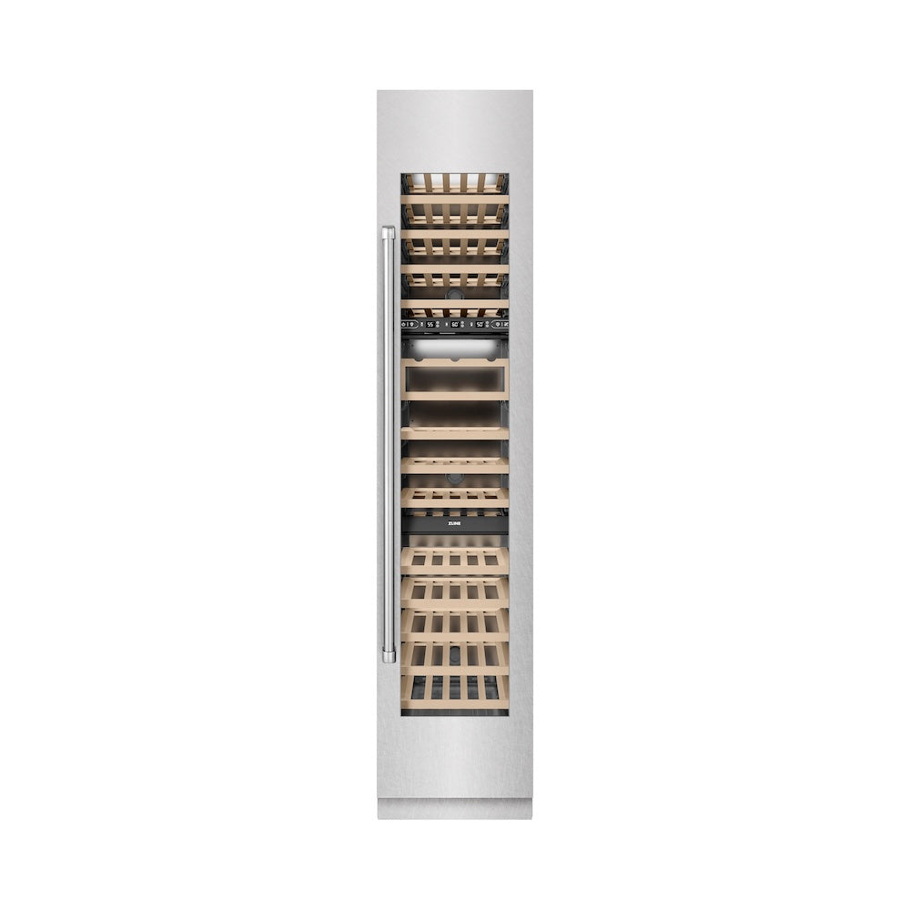 ZLINE 18-inch wine cooler in satin stainless steel with graphite gray interior RCWVR-SN-18, front view