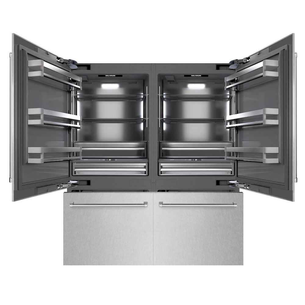 ZLINE 72-inch refrigerator in satin stainless steel with graphite gray interior GRBIT-SN-72, front view