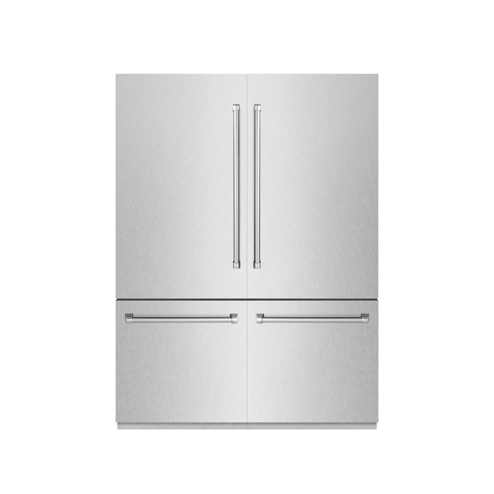 ZLINE 60-inch refrigerator in satin stainless steel with graphite gray interior GRBIV-SN-60, front view