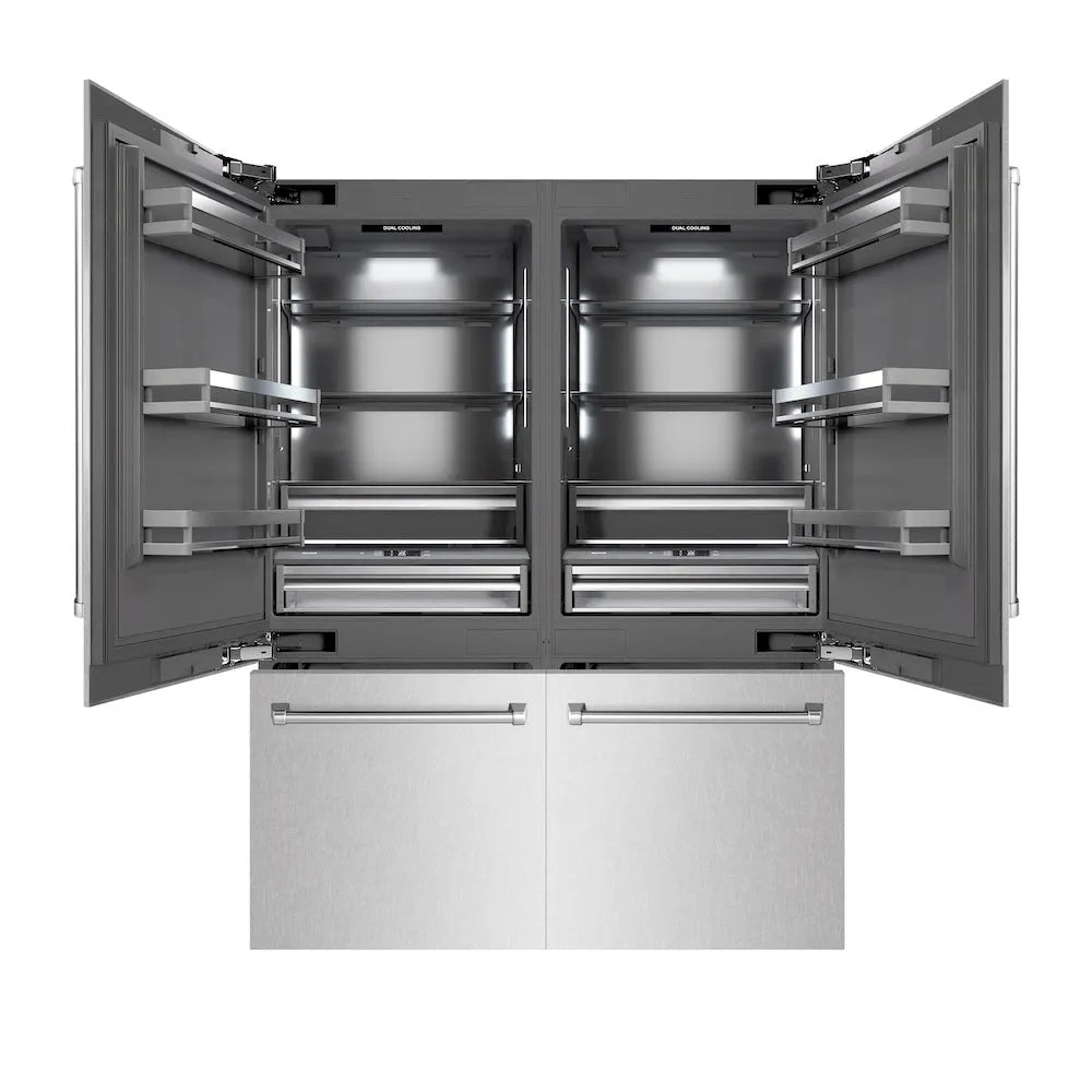 ZLINE 60-inch refrigerator in satin stainless steel with graphite gray interior GRBIV-SN-60