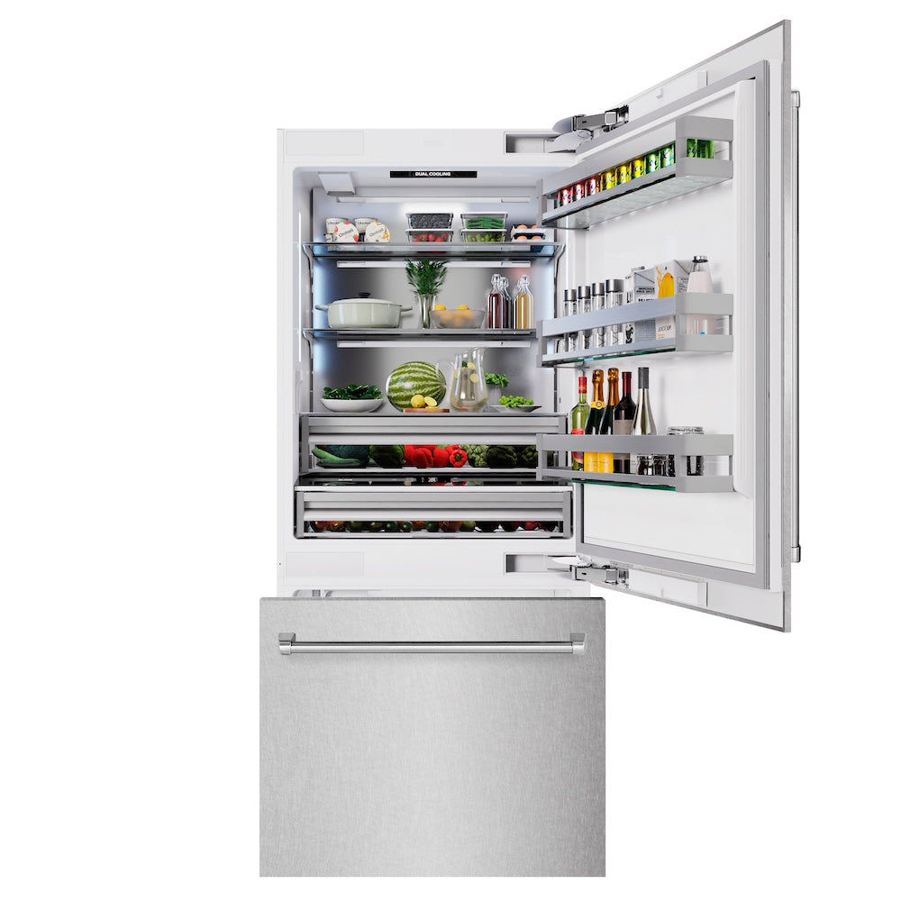 ZLINE 36-inch refrigerator in satin stainless steel with bright white interior RBIT-SN-36, front view