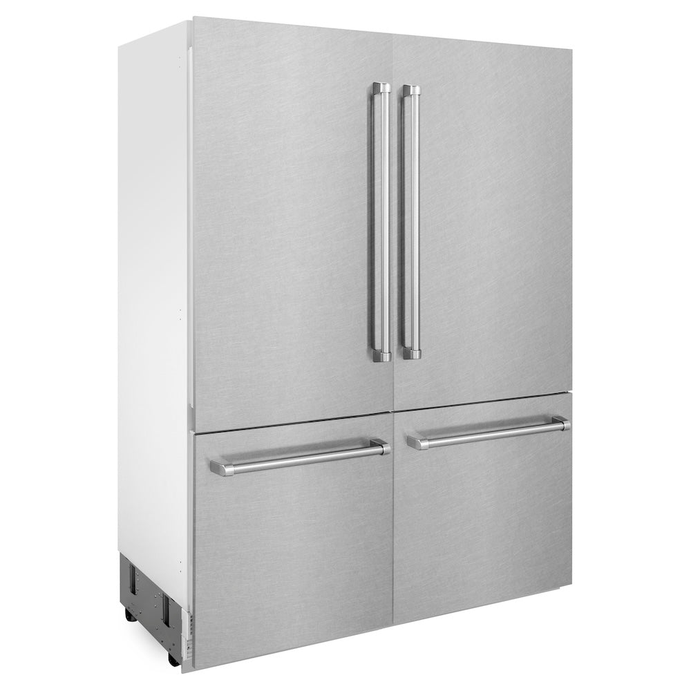 ZLINE 60-inch refrigerator in satin stainless steel with bright white interior RBIV-SN-60, side view