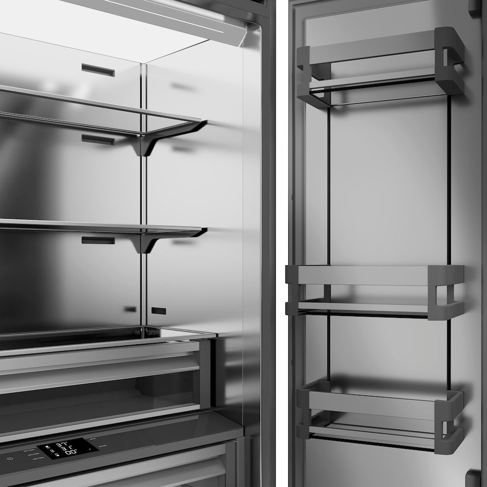 ZLINE 36-inch refrigerator in satin stainless steel with stainless steel interior SRBIV-SN-36, detail