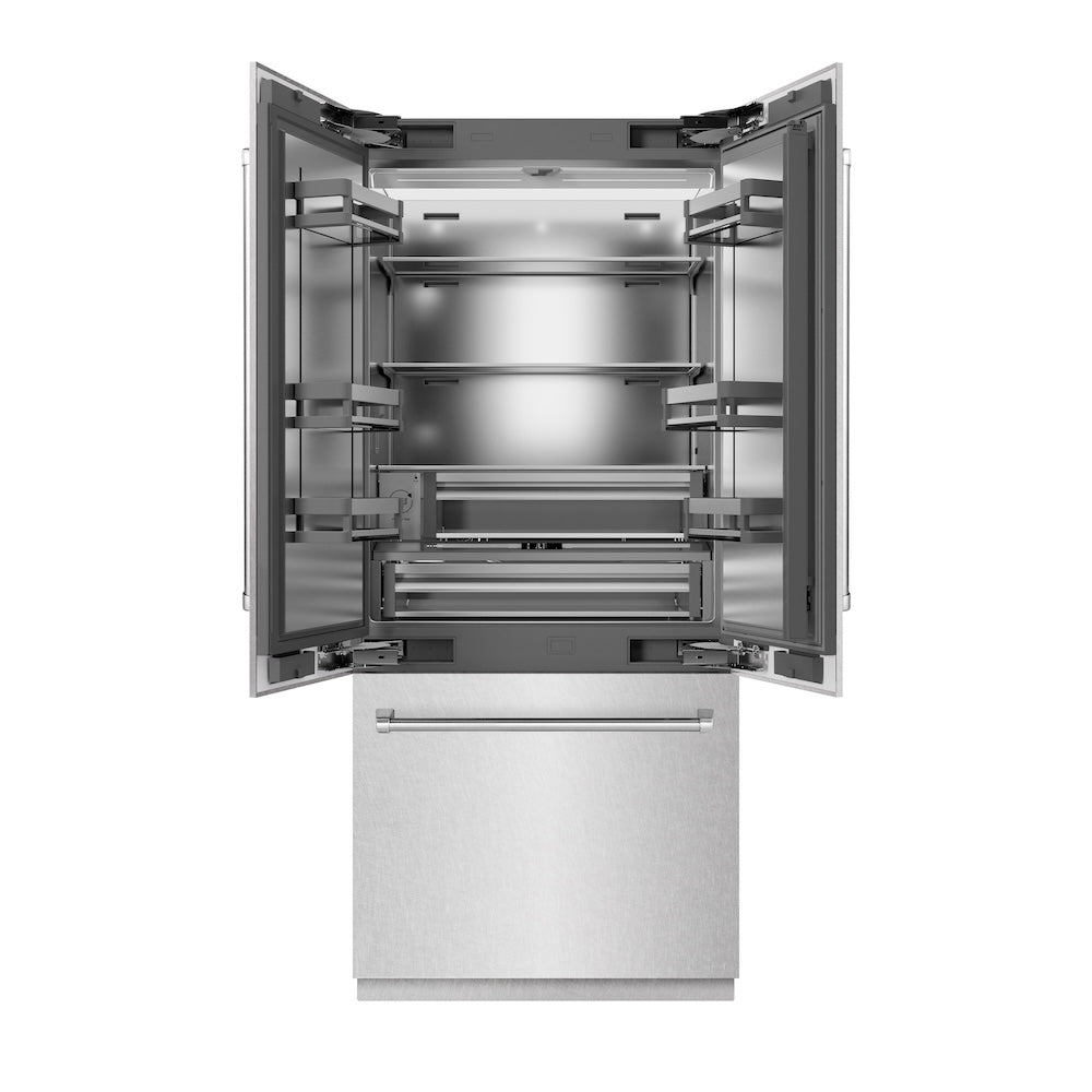 ZLINE 36-inch refrigerator in satin stainless steel with stainless steel interior SRBIV-SN-36, front view