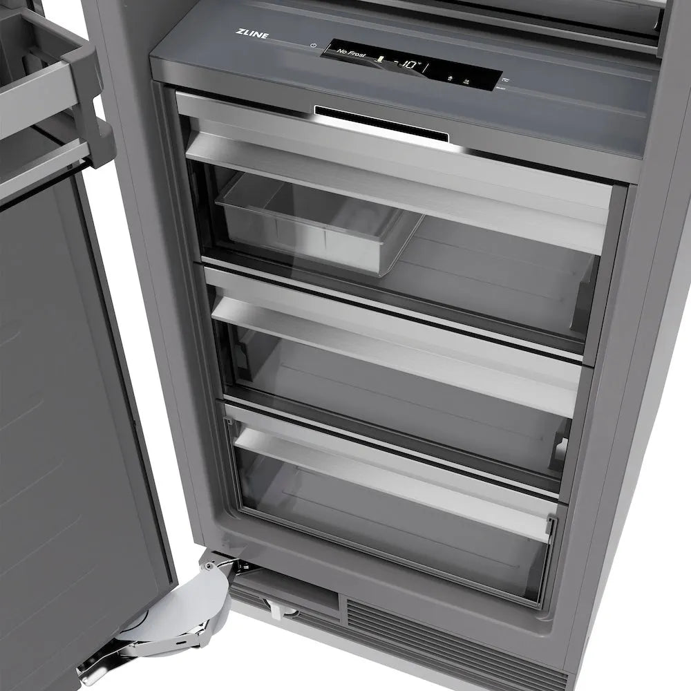 ZLINE 24-inch freezer in stainless steel with graphite gray interior RCFV-304-24, detail