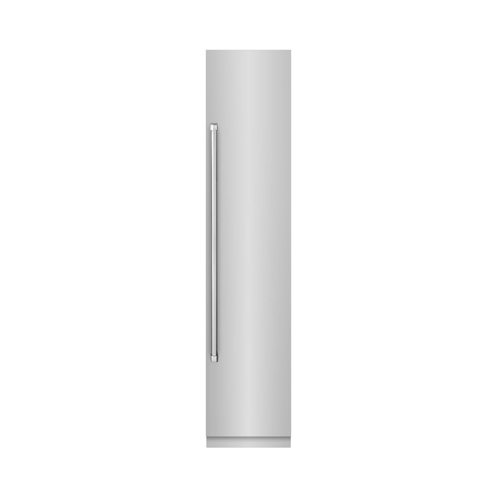 ZLINE 18-inch freezer in stainless steel with graphite gray interior RCFVR-304-18, front view
