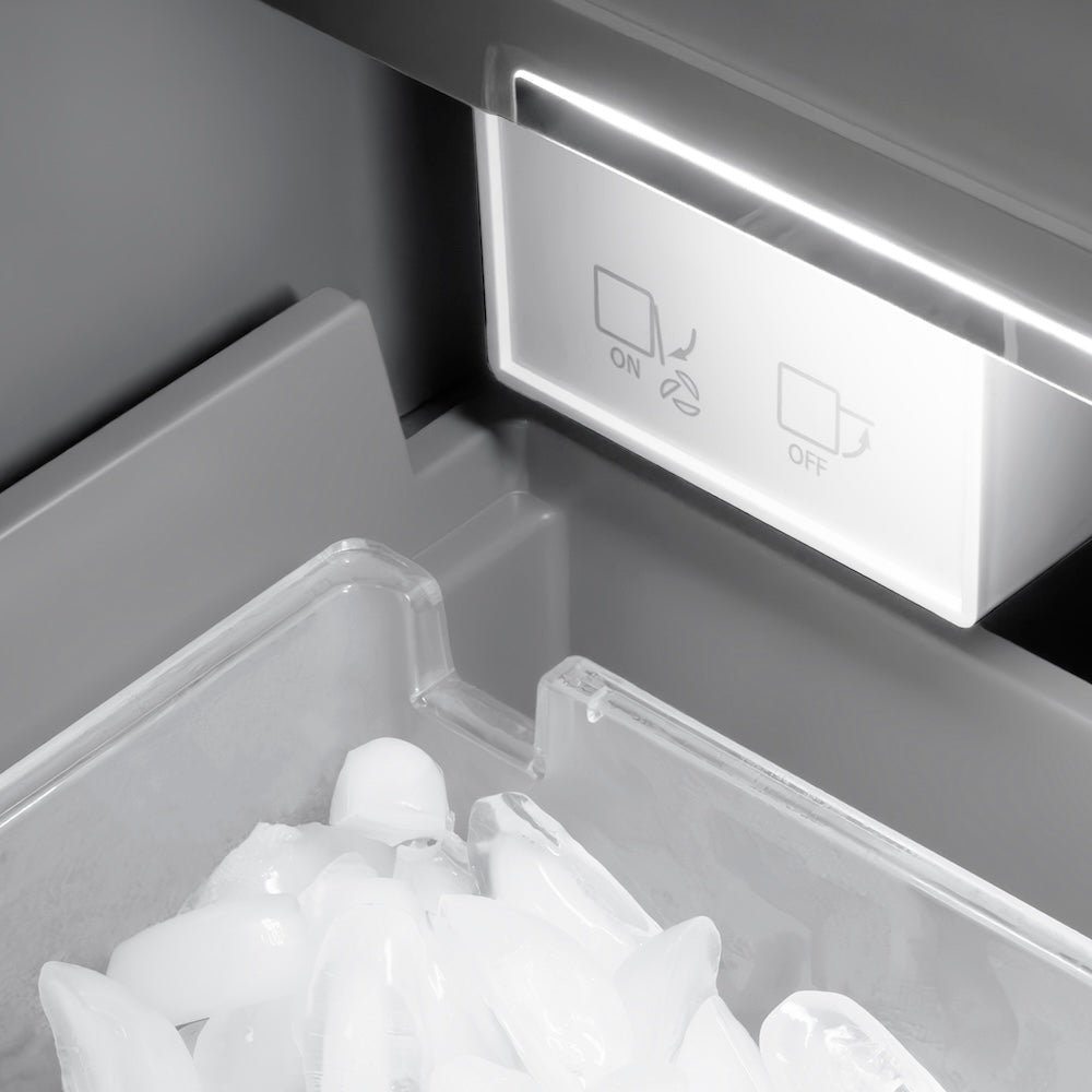 ZLINE Autograph Edition 24-inch freezer in stainless steel with graphite gray interior and champagne bronze accents RCFVZ-304-24-CB, detail