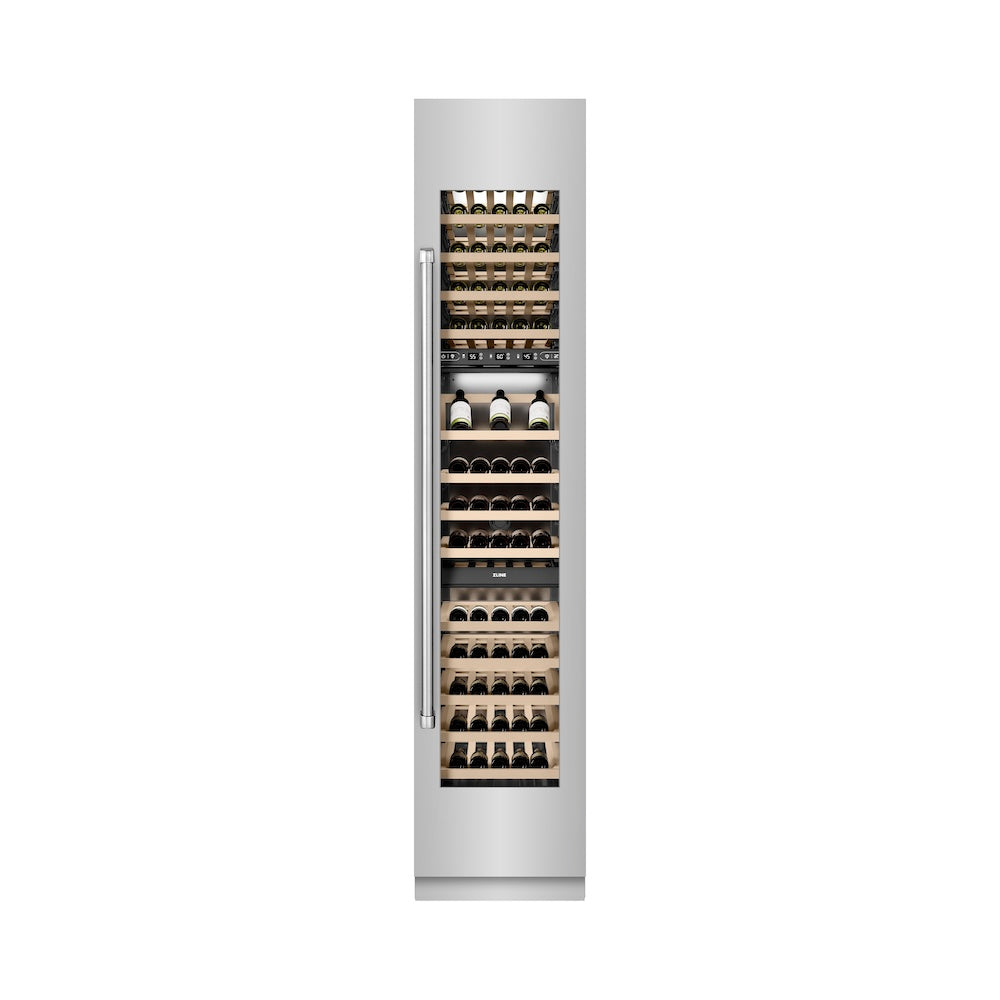 ZLINE 18-inch wine cooler in stainless steel with graphite gray interior RCWVR-304-18, front view