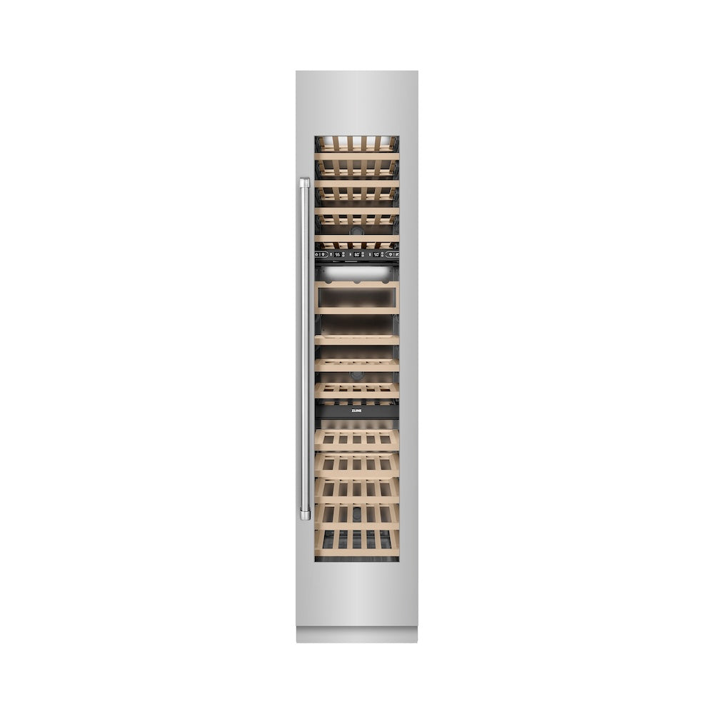 ZLINE 18-inch wine cooler in stainless steel with graphite gray interior RCWVR-304-18, front view