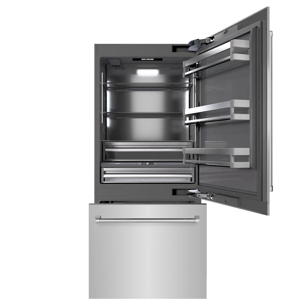 ZLINE 36-inch refrigerator in stainless steel with graphite gray interior GRBIT-304-36