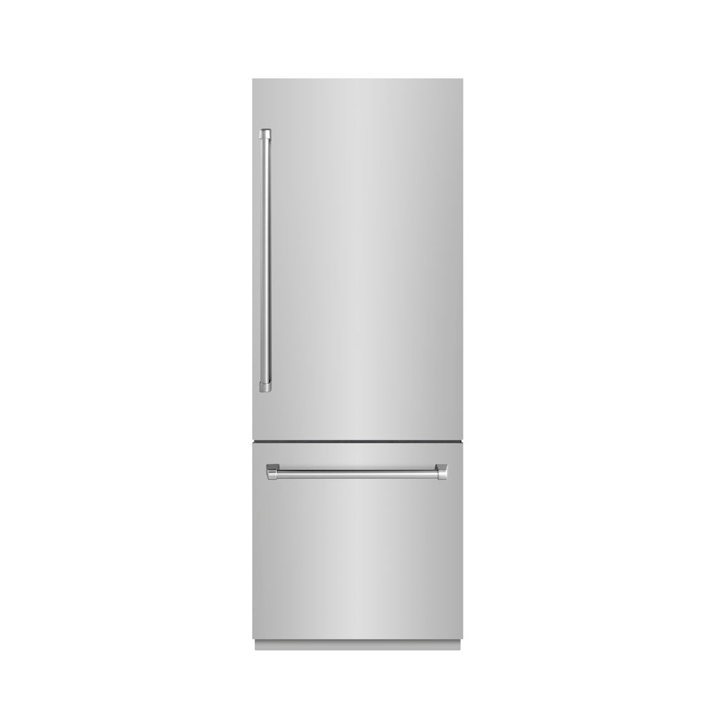 ZLINE 30-inch refrigerator in stainless steel with graphite gray interior GRBIV-304-30, front view
