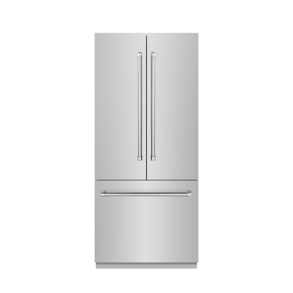 ZLINE 36-inch refrigerator in stainless steel with graphite gray interior GRBIV-304-36, front view