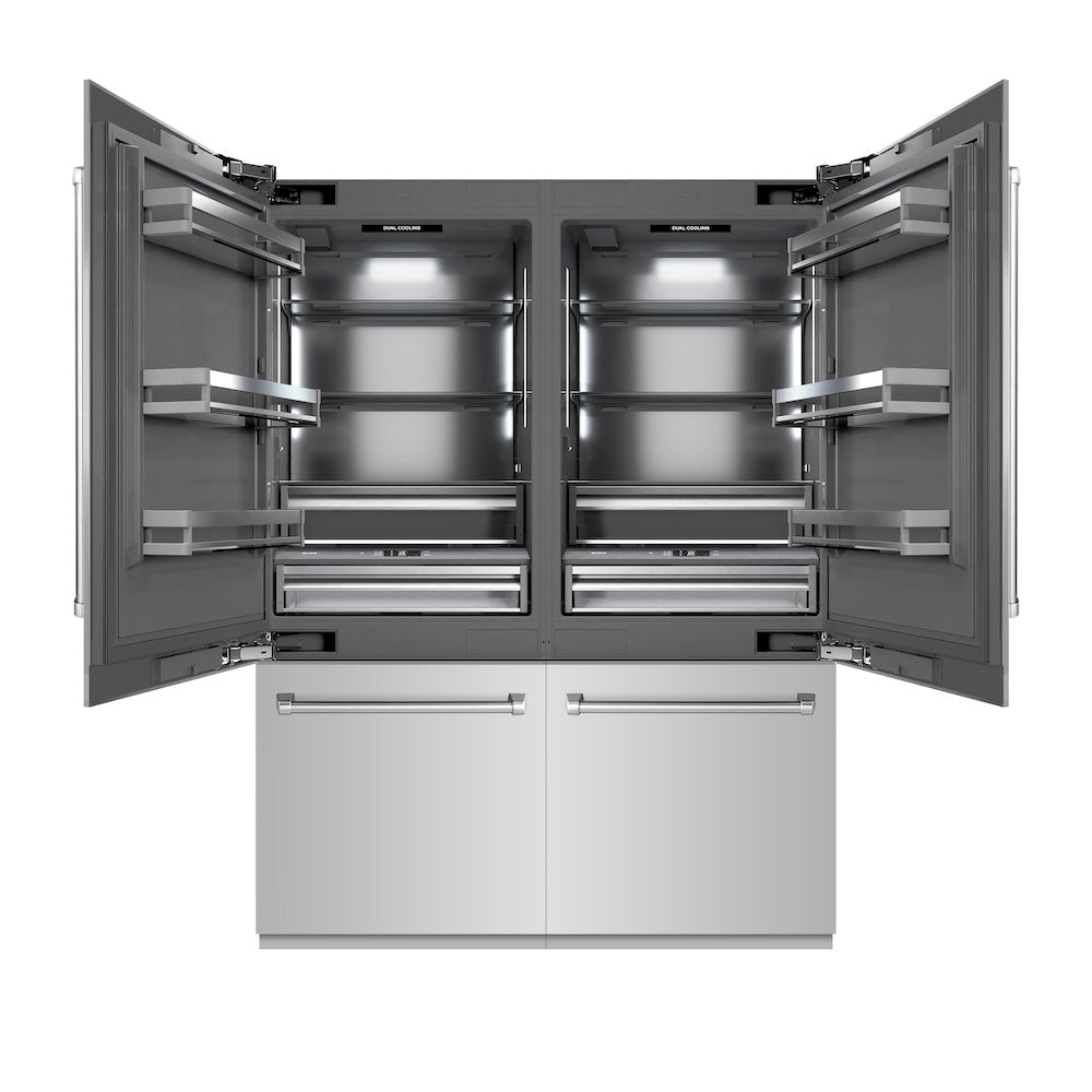 ZLINE 60-inch refrigerator in stainless steel with graphite gray interior GRBIV-304-60, front view