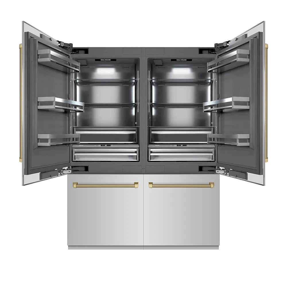 ZLINE Autograph Edition 60-inch refrigerator in stainless steel with graphite gray interior and champagne bronze accents GRBIVZ-30460KCB