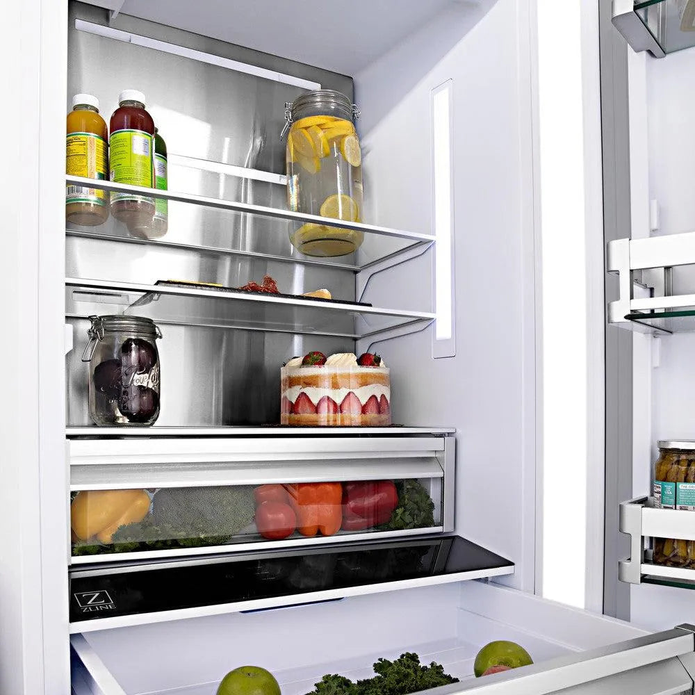 ZLINE 36-inch refrigerator in white matte with bright white interior RBIV-WM-36, detail