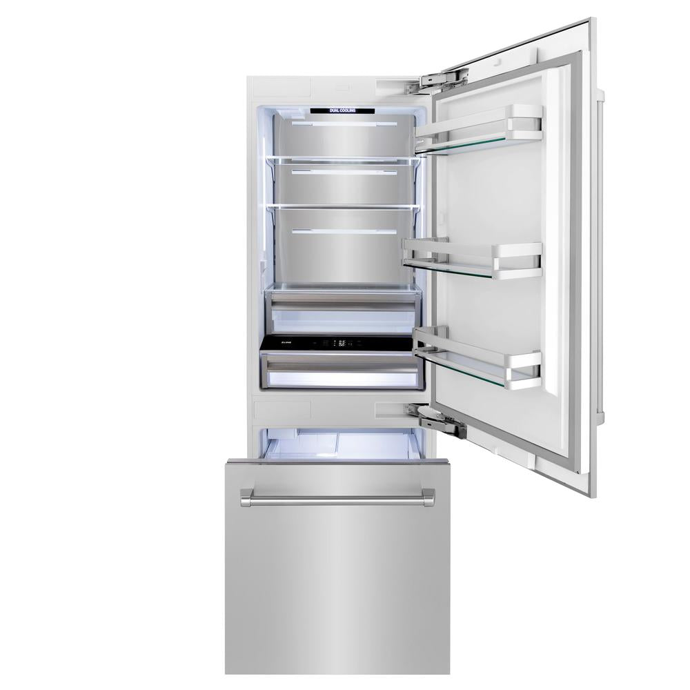 ZLINE 30-inch refrigerator in stainless steel with bright white interior RBIV-304-30, front view