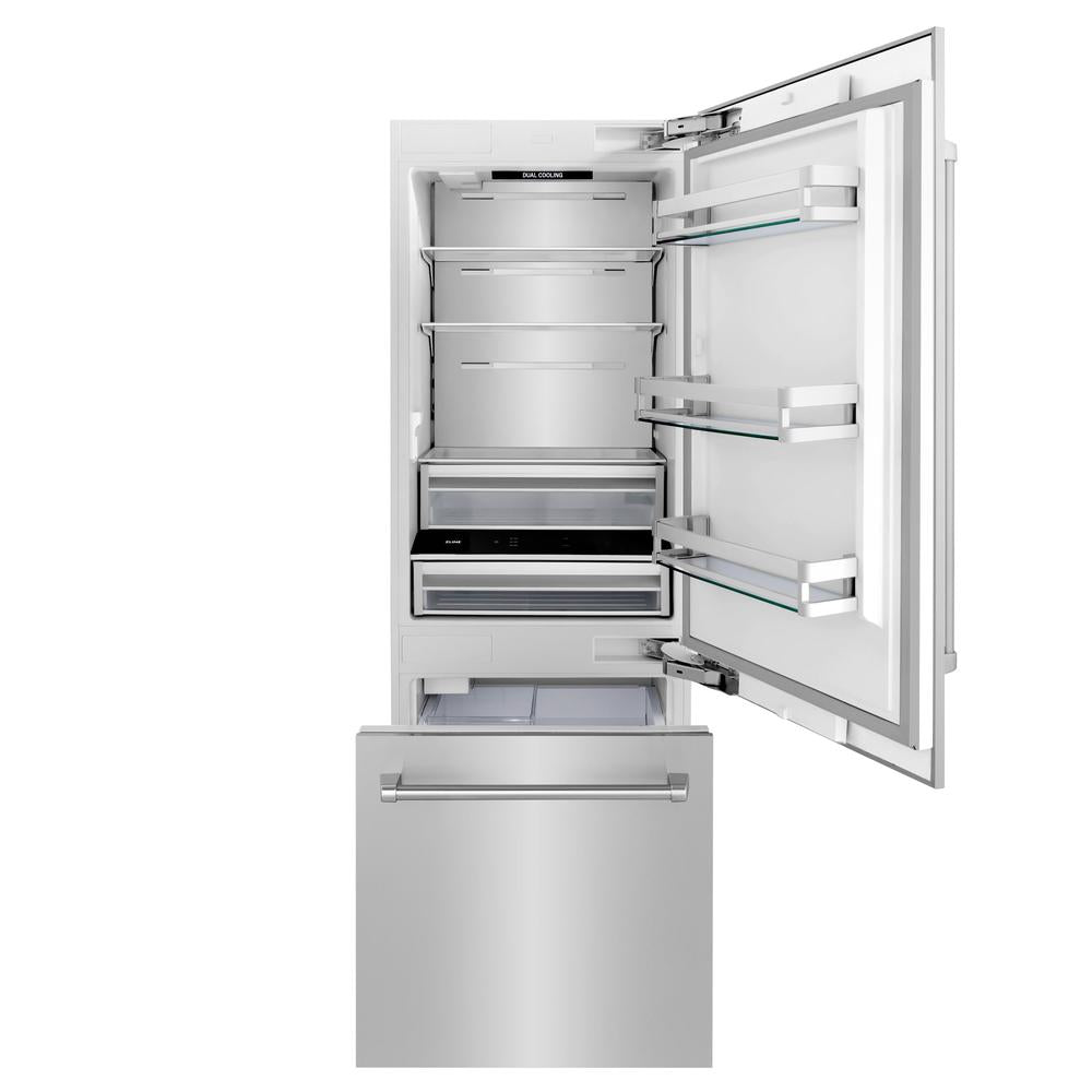 ZLINE 30-inch refrigerator in stainless steel with bright white interior RBIV-304-30, front view