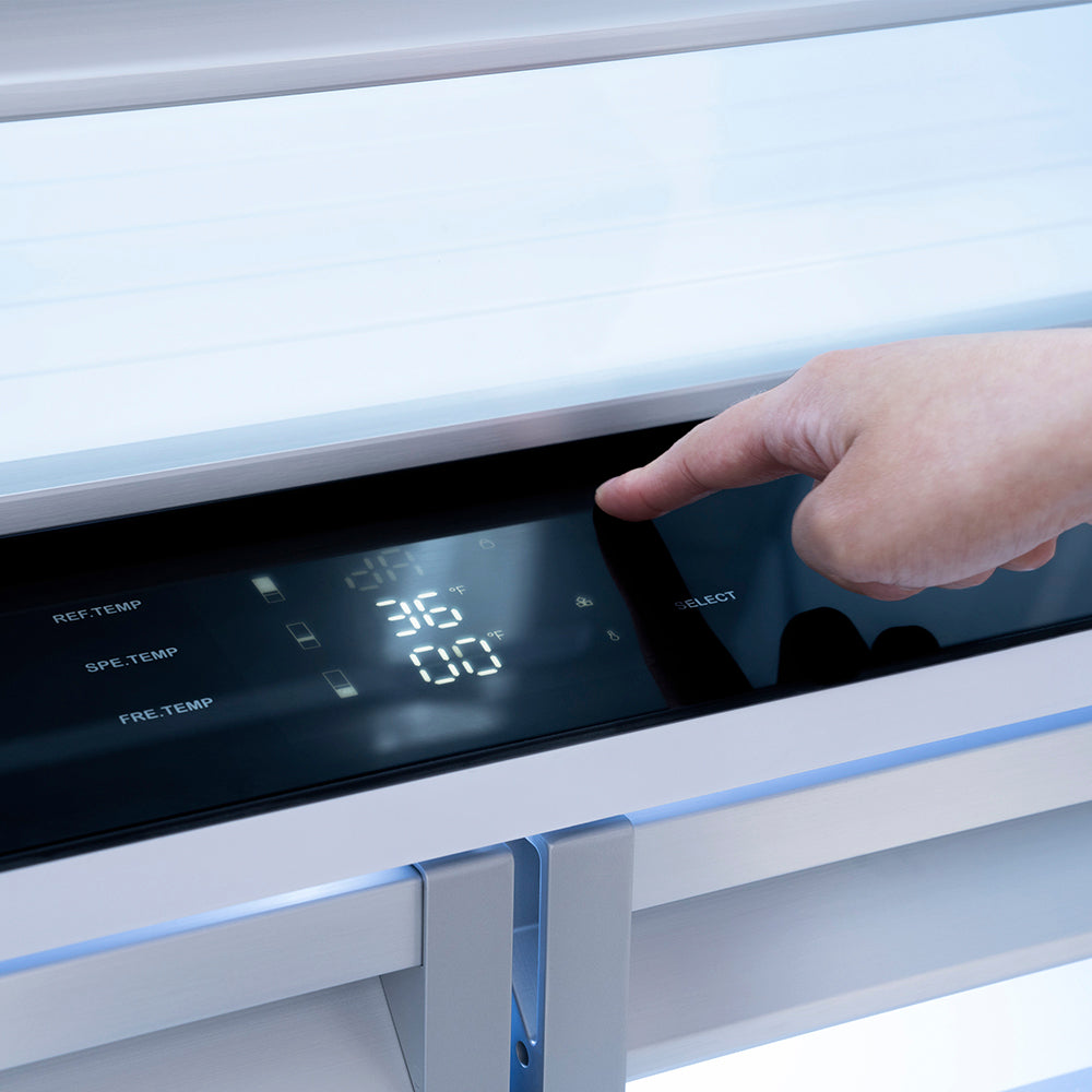ZLINE 36-inch refrigerator in stainless steel with bright white interior RBIV-304-36, detail