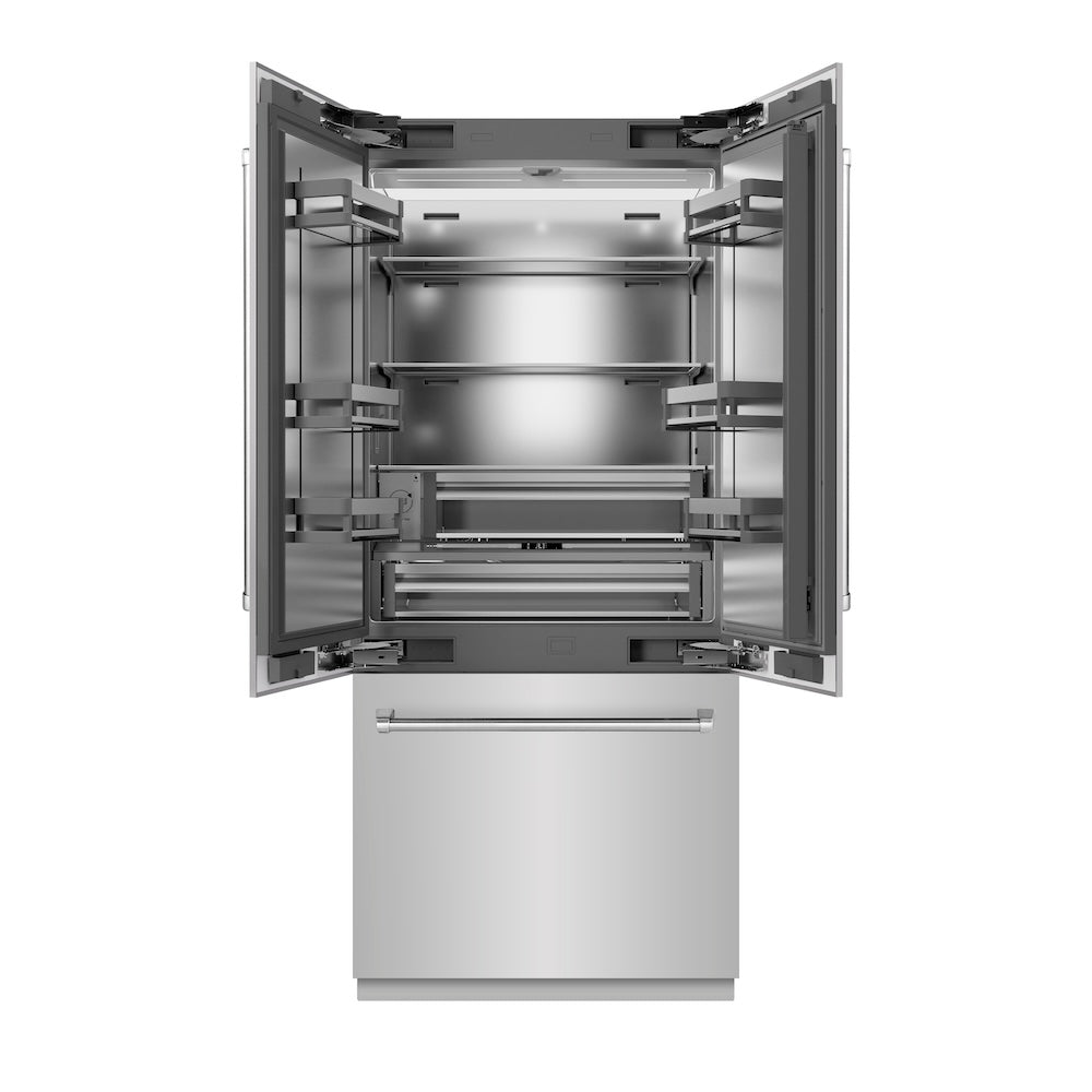 ZLINE 36-inch refrigerator in stainless steel with stainless steel interior SRBIV-304-36, front view
