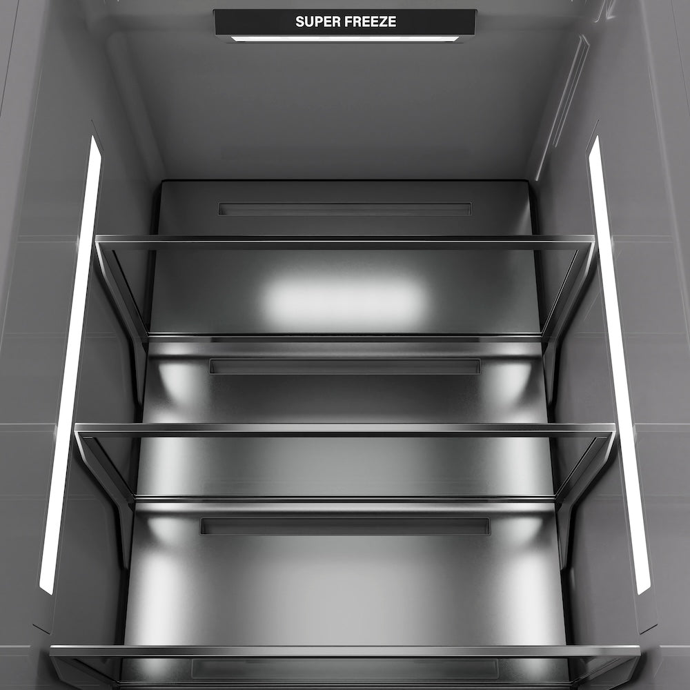 ZLINE 18-inch freezer in white matte with graphite gray interior RCFVL-WM-18, detail