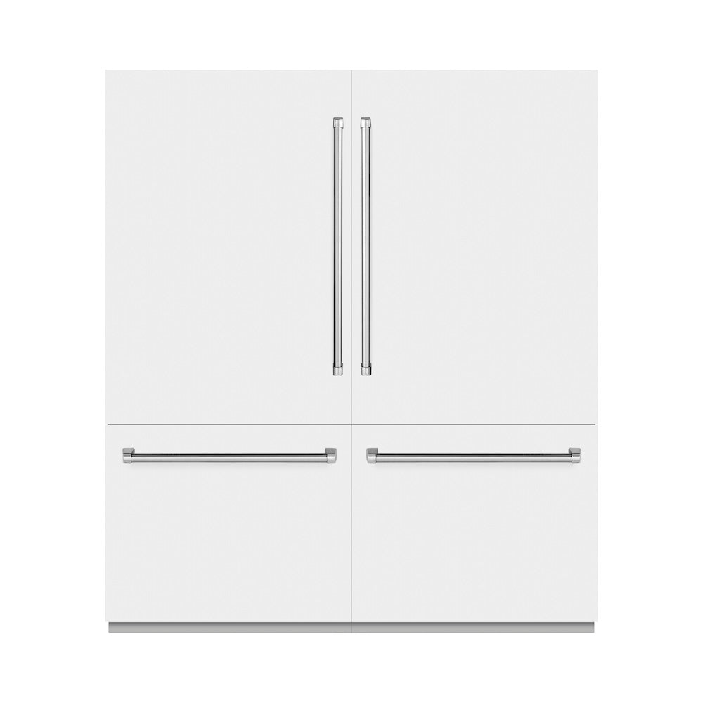 ZLINE 72-inch refrigerator in white matte with graphite gray interior GRBIT-WM-72, front view