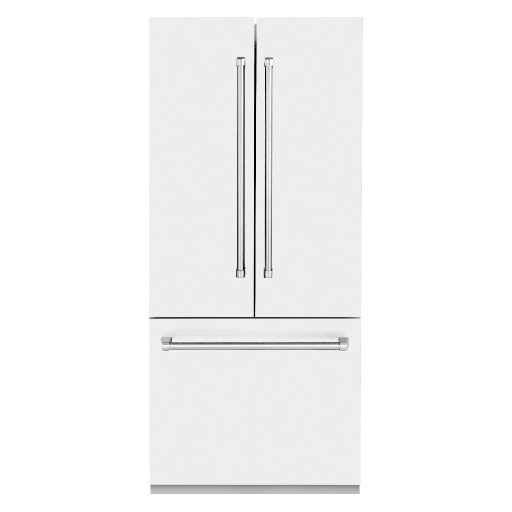 ZLINE 36-inch refrigerator in white matte with bright white interior RBIV-WM-36, front view