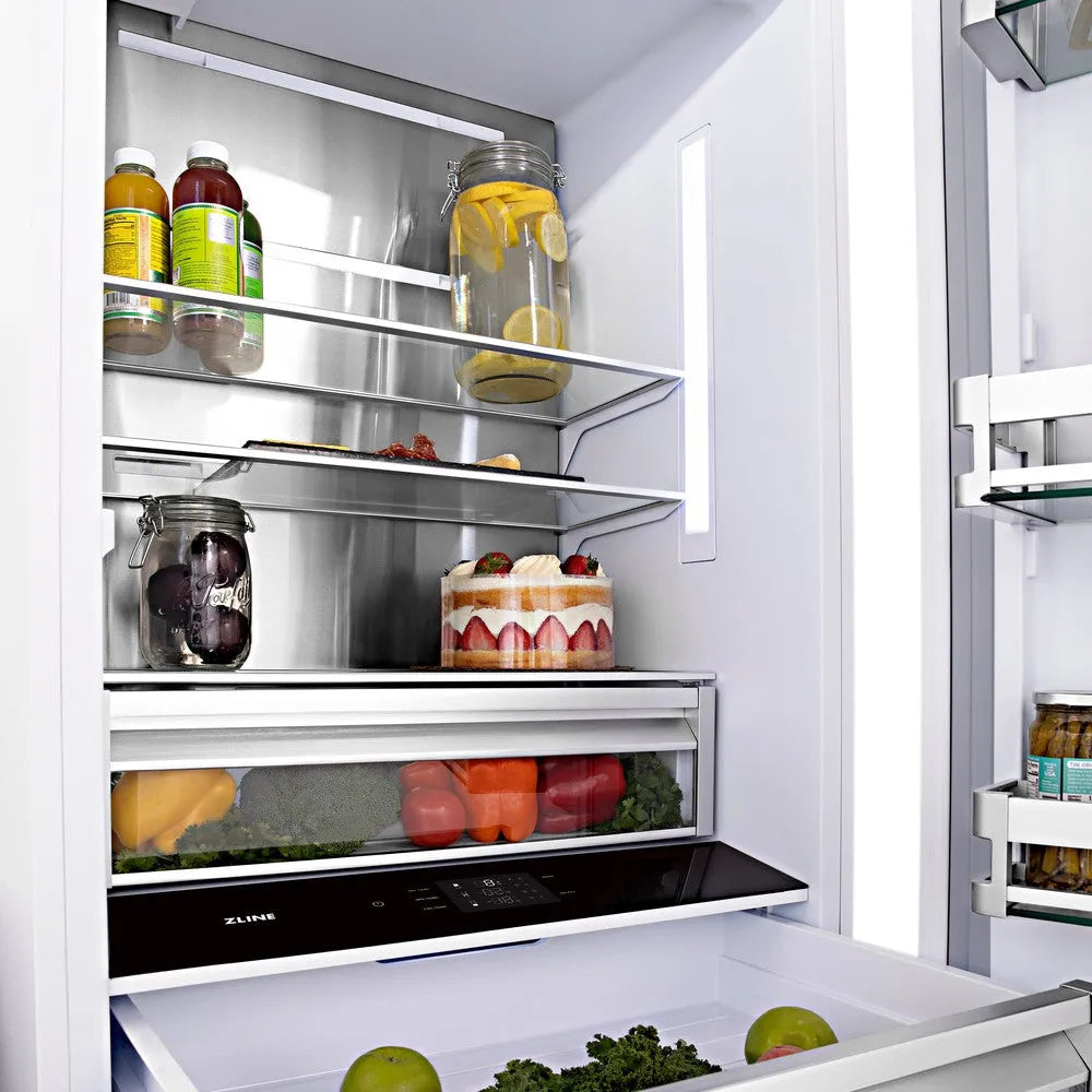 ZLINE 60-inch refrigerator in white matte with bright white interior RBIV-WM-60, detail