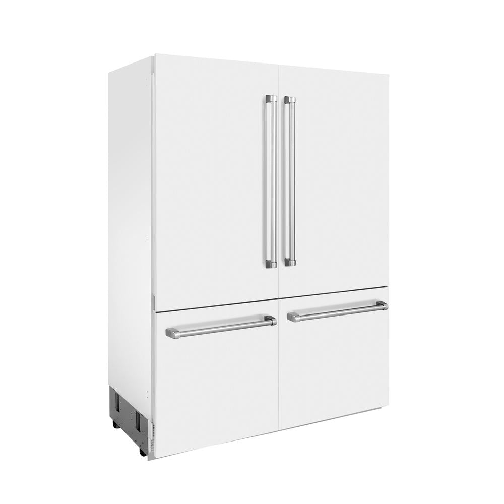 ZLINE 60-inch refrigerator in white matte with bright white interior RBIV-WM-60, side view