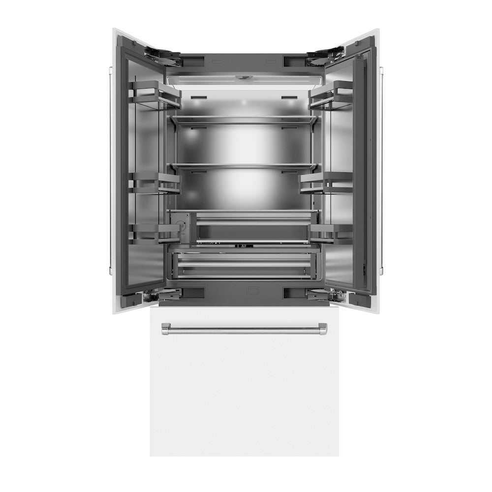 ZLINE 36-inch refrigerator in white matte with stainless steel interior SRBIV-WM-36