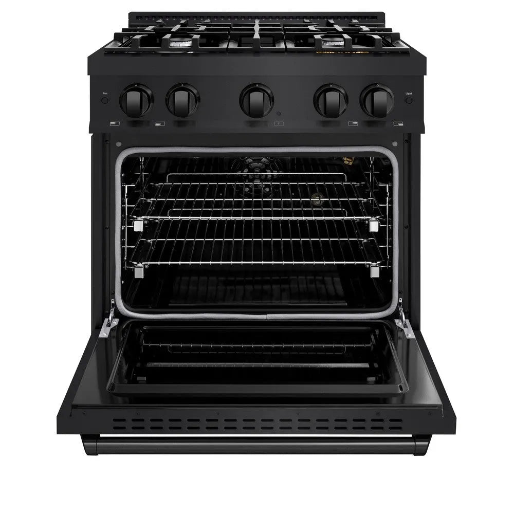ZLINE Classic 30-inch range in black stainless steel CGRB-30, front view