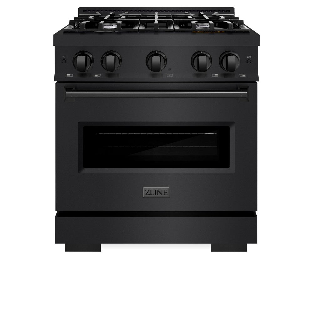 ZLINE Classic 30-inch range in black stainless steel CGRB-30, front view